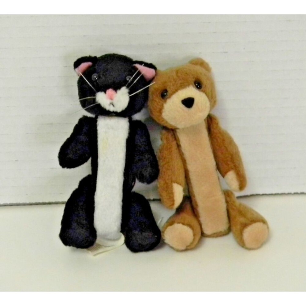 PEZ Furry Dispenser Bear Black Cat Articulated Backpack Purse Charm EUC